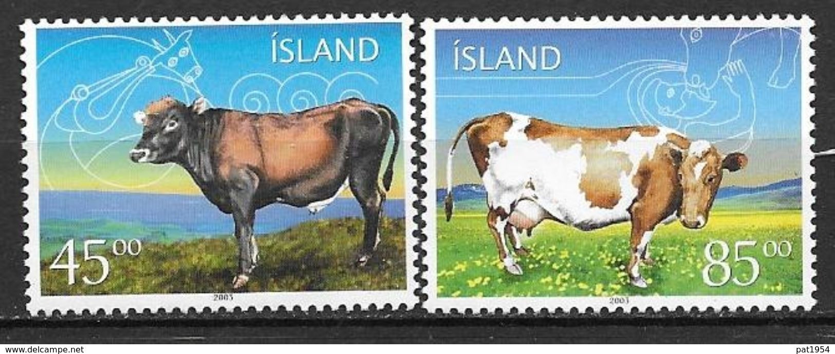 Islande 2003 N°958/959 Neufs** Animaux Domestiques Vaches - Unused Stamps