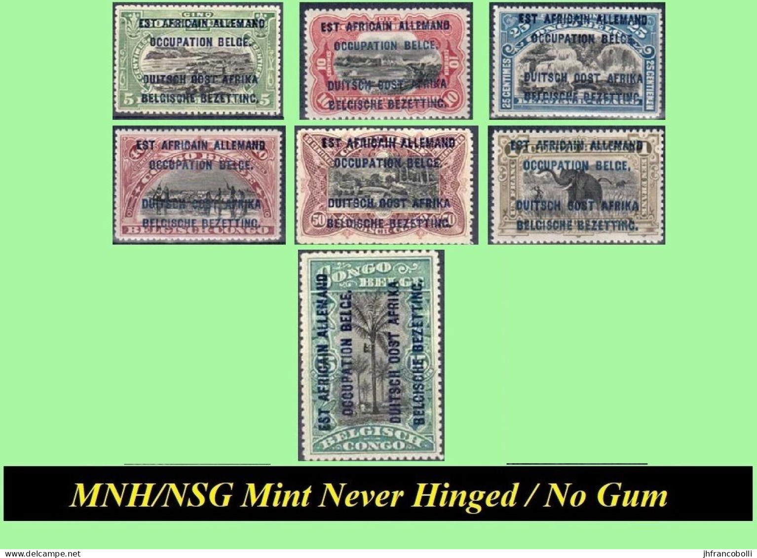 1916  RUANDA-URUNDI MNH /NSG RU 028/034  SMALL SELECTION (7 Stamps) WITH BELGIAN OCCUPATION OVERPRINTS - Nuevos