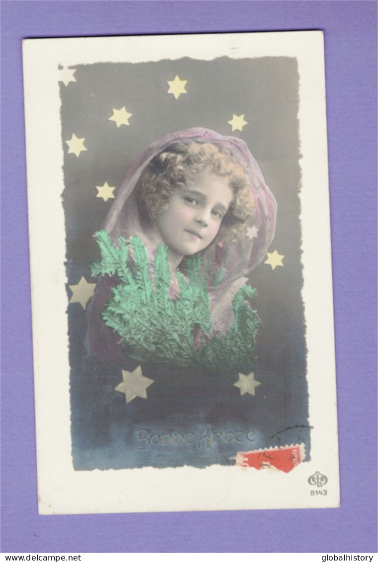 XB1198 JEUNE FILLE, ENFANT, GIRL FAMOUS MODEL GRETE REINWALD STARS, PURPLE VEIL RPPC - Ritratti