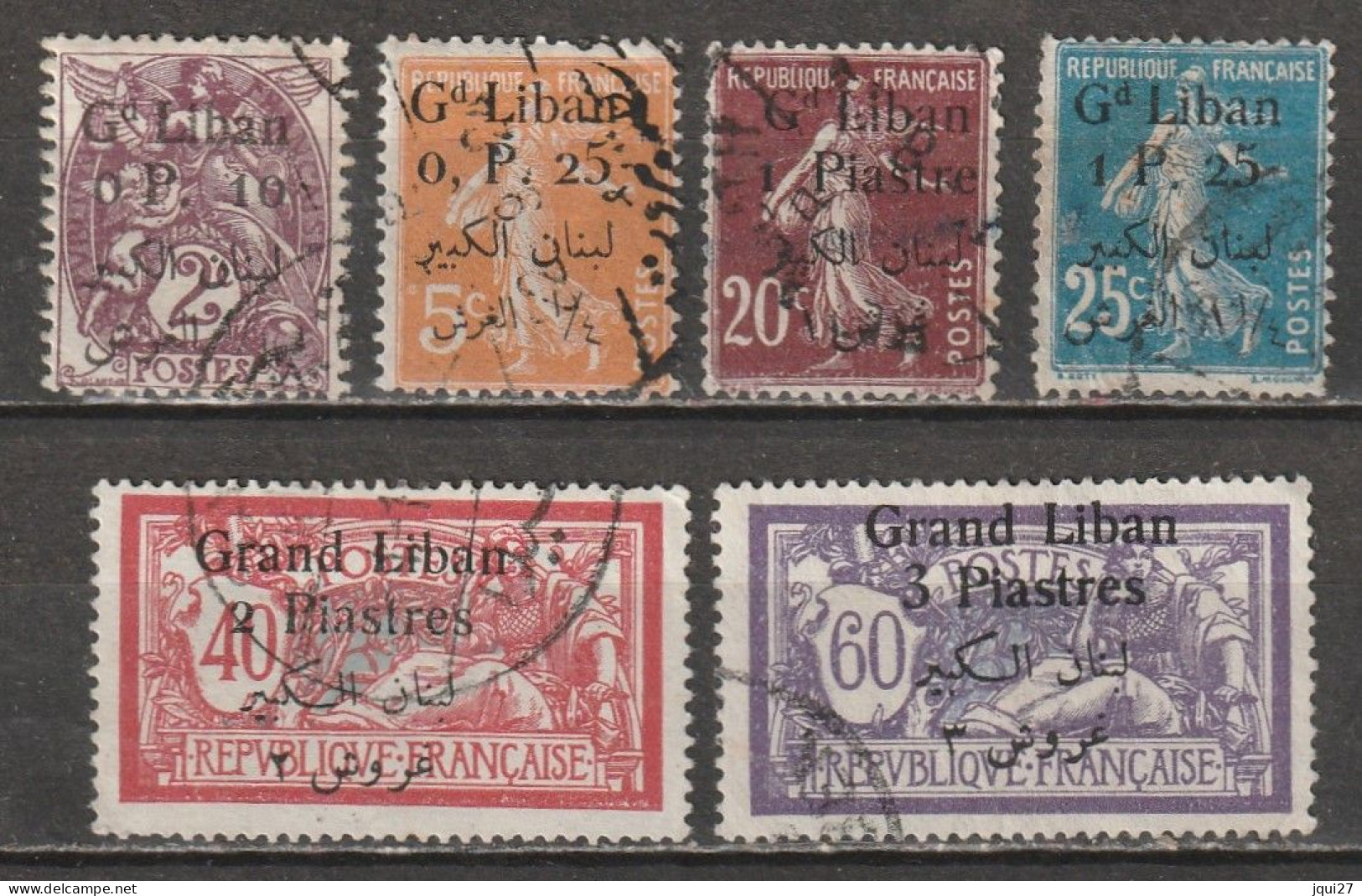 Grand Liban N° 22, 23, 26, 27, 31, 33 - Used Stamps