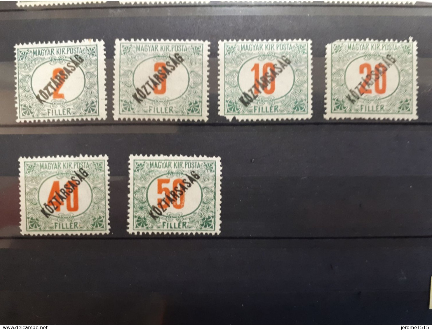 Timbres Hongrie : Taxe 1919 Surcharge KOZTARSASAG N° 47, 48, 49, 50, 51, 52 **  & - Postage Due