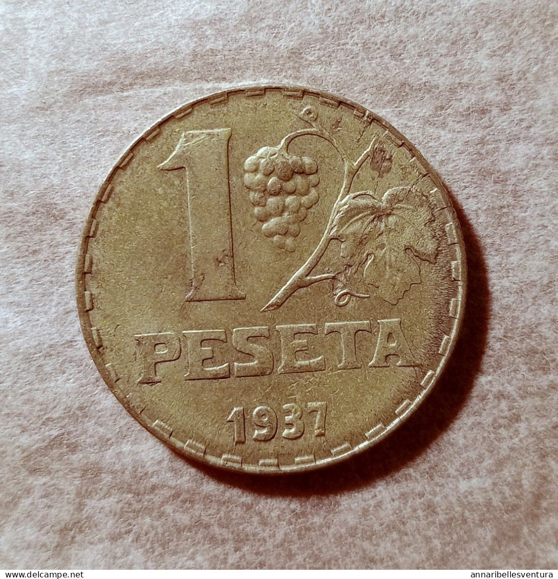 1 PESETA, ALFONSO XIII 1937. - Republikeinse Zone