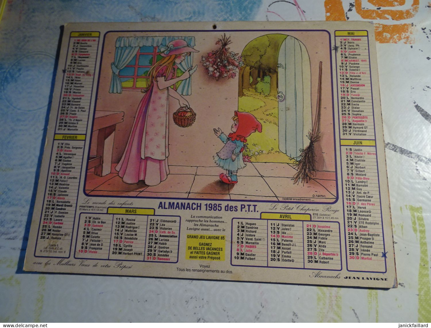 Calendrier Almanach Des Ptt 1985 - Le Monde Des Enfants Le Peintre Du Printemps - Grand Format : 1981-90