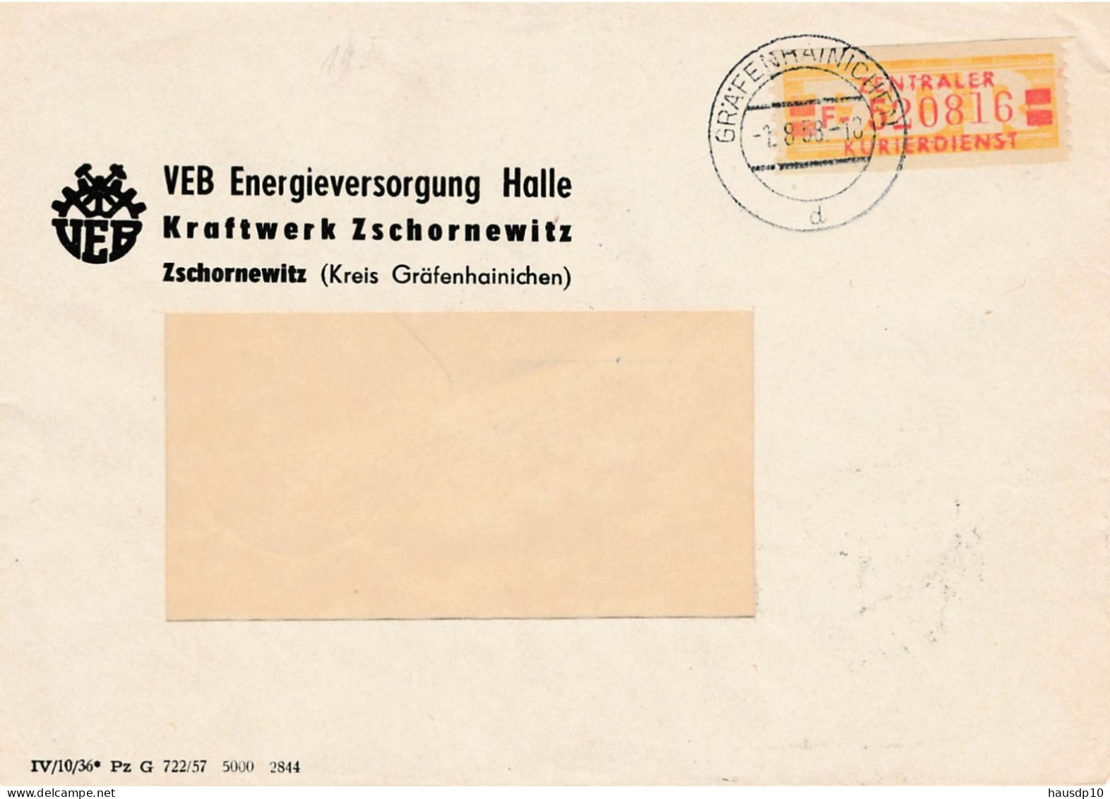 DDR Brief Dienst EF VEB Energieversorgung Halle Kraftwerk Zschornewitz Gräfenhainichen 1958 N. Görlitz - Brieven En Documenten