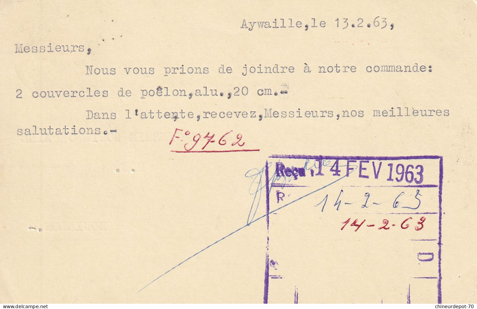 Jean Boxus Rue Nicolas Lambercy Aywaille Représentant De La Sté Ame L'acide Carbonique Pur Division Ultra Butane 1963 - Lettres & Documents