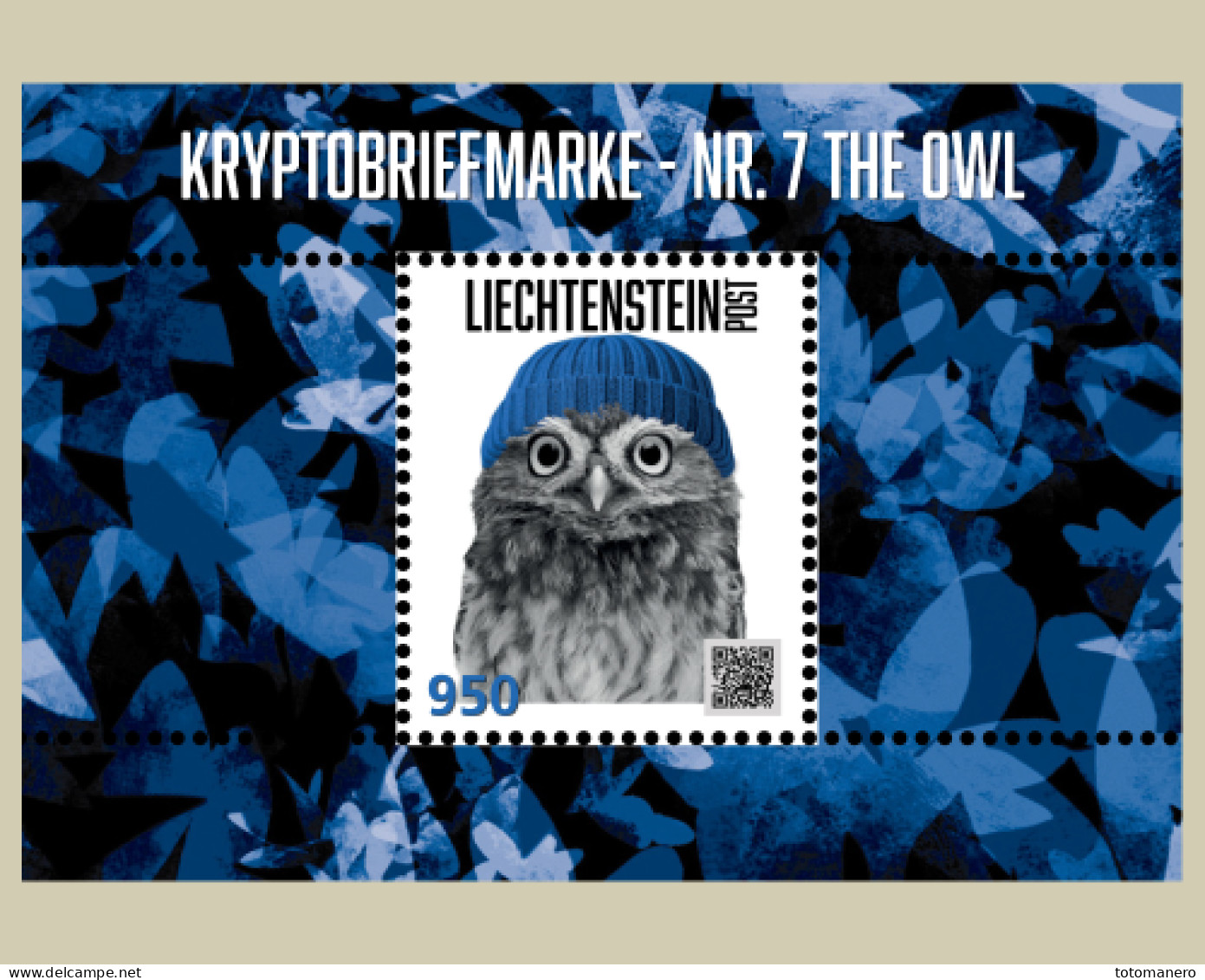 LIECHTENSTEIN 2024, Crypto Stamp - Nr. 7 The Owl Mint NH Souvenir Sheet***SOLD OUT - Unused Stamps