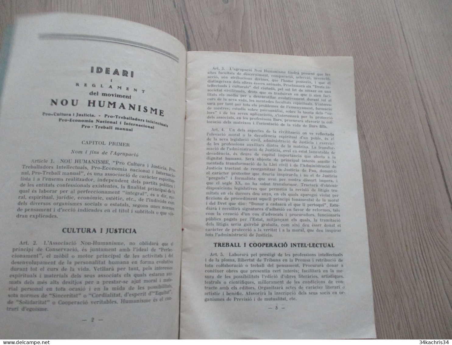 F Ideari De Nou Humanisme Barcelona 1934 Envoi Autographe De Turull Fournols - Cultural