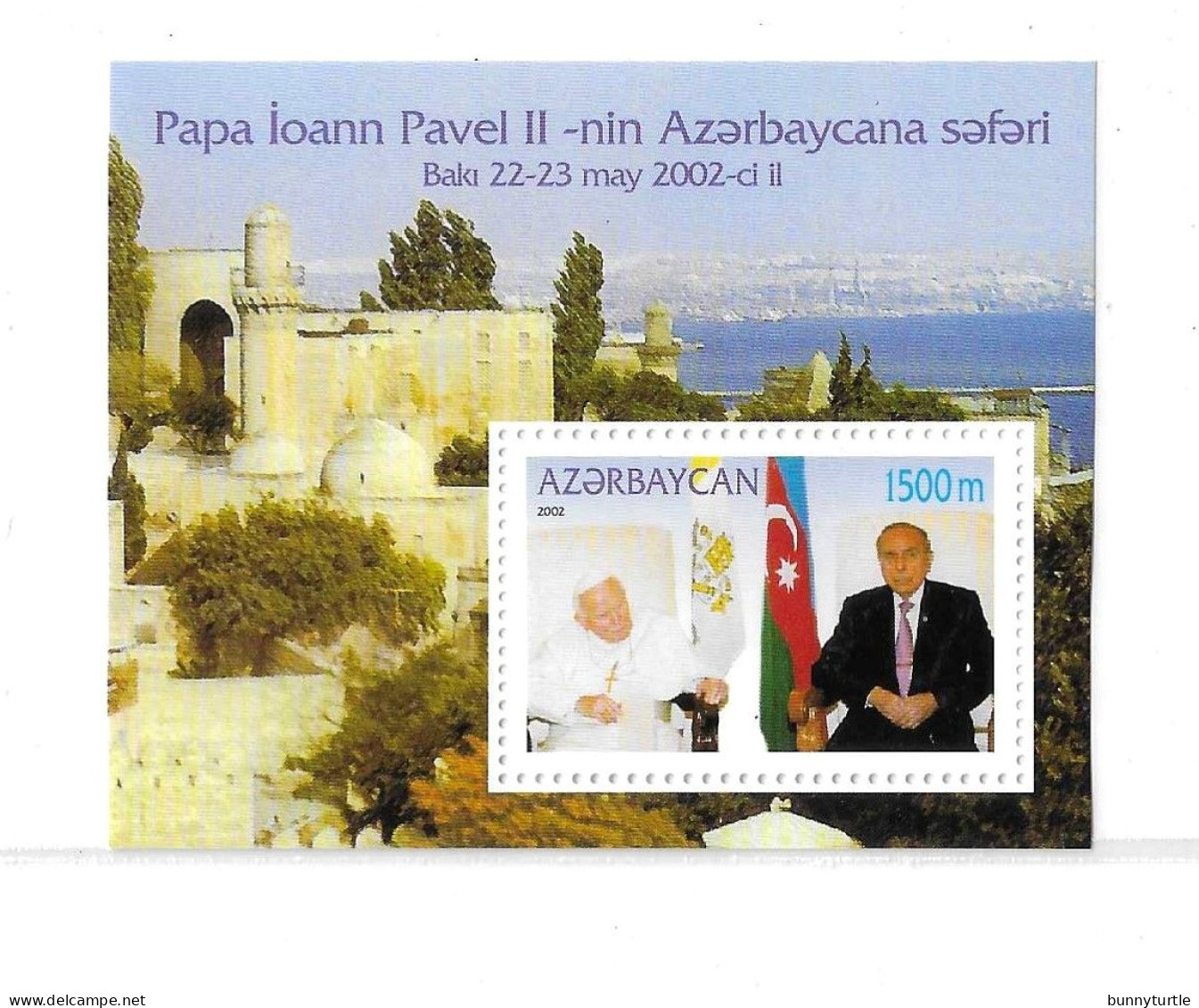 Azerbaijan 2002 Visit Of Pope John Paul II S/S MNH - Aserbaidschan