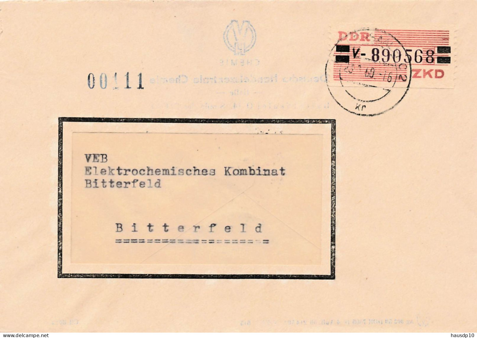 DDR Brief Dienst EF Deutsche Handelszentrale Chemie Halle 1960 N. Bitterfeld - Cartas & Documentos