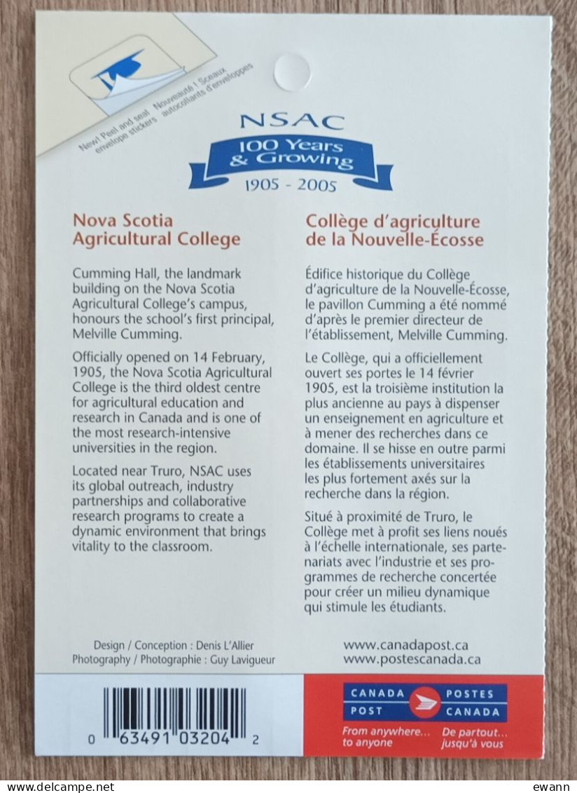 Canada - Carnet YT N°C2140 - Collège D'agriculture De La Nouvelle Ecosse - 2005 - Neuf - Full Booklets