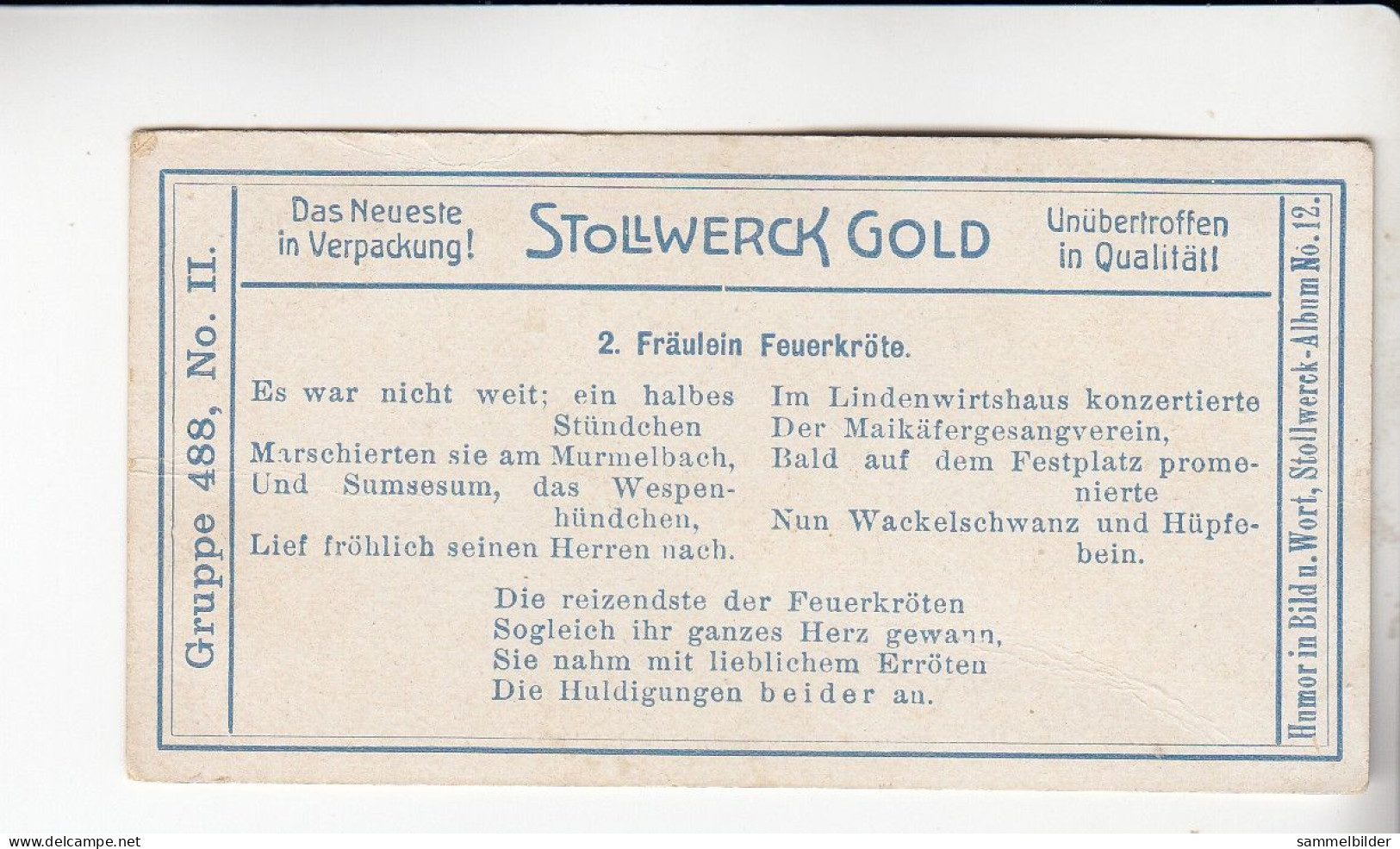 Stollwerck Album No 12 Die Beiden Schützenbrüder Fräulein Feuerkröte     Grp 488 #2 Von 1911 - Stollwerck