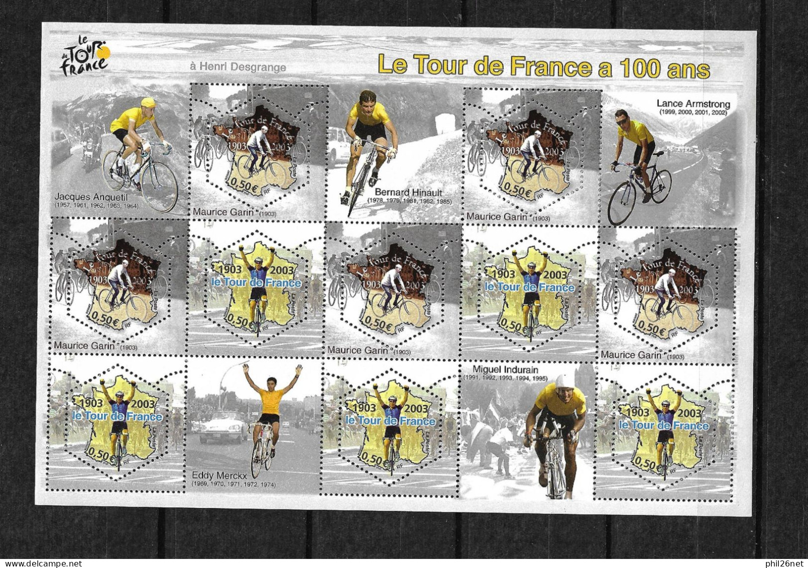 France Bloc N°59 Cent Ans Du Tour De France Neuf * *TB Jamais Plié Voir Scan Soldé  Au Prix De La Poste En  2003 ! ! ! - Neufs