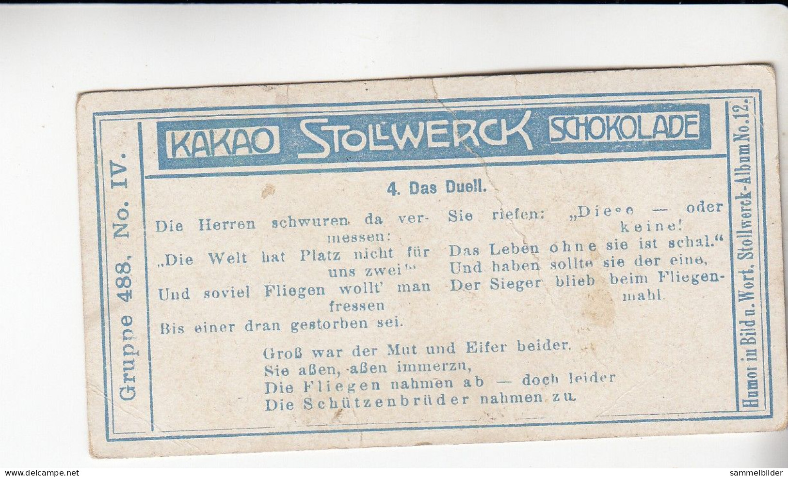 Stollwerck Album No 12 Die Beiden Schützenbrüder Das Duell     Grp 488 #4 Von 1911 - Stollwerck