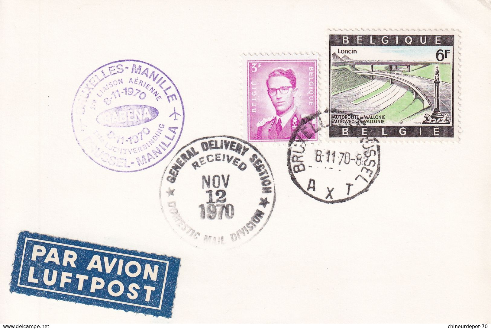 Bruxelles Dakar SABENA  Par Avion LUFTPOST  1970 - Storia Postale