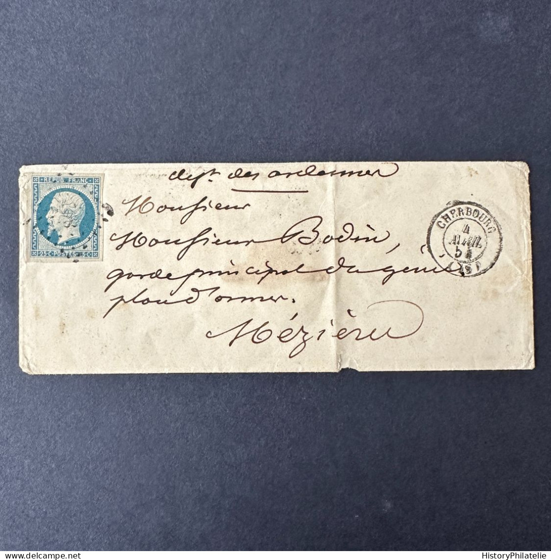 Y&T 10 "Napoléon 25c Bleu" Sur Lettre - état TB/SUP - 1852 Luis-Napoléon