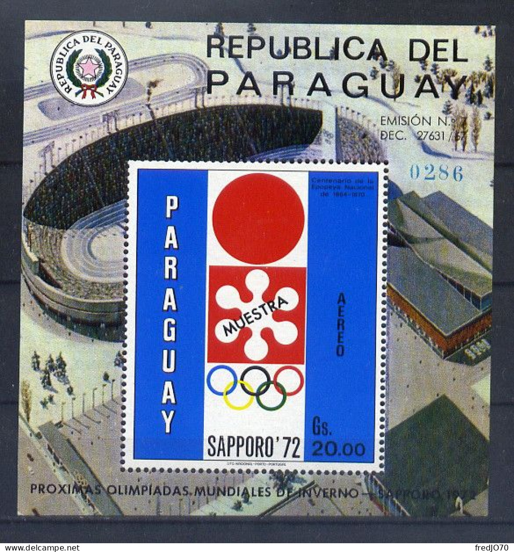 Paraguay Bloc Logo Muestra JO 72 ** - Winter 1972: Sapporo