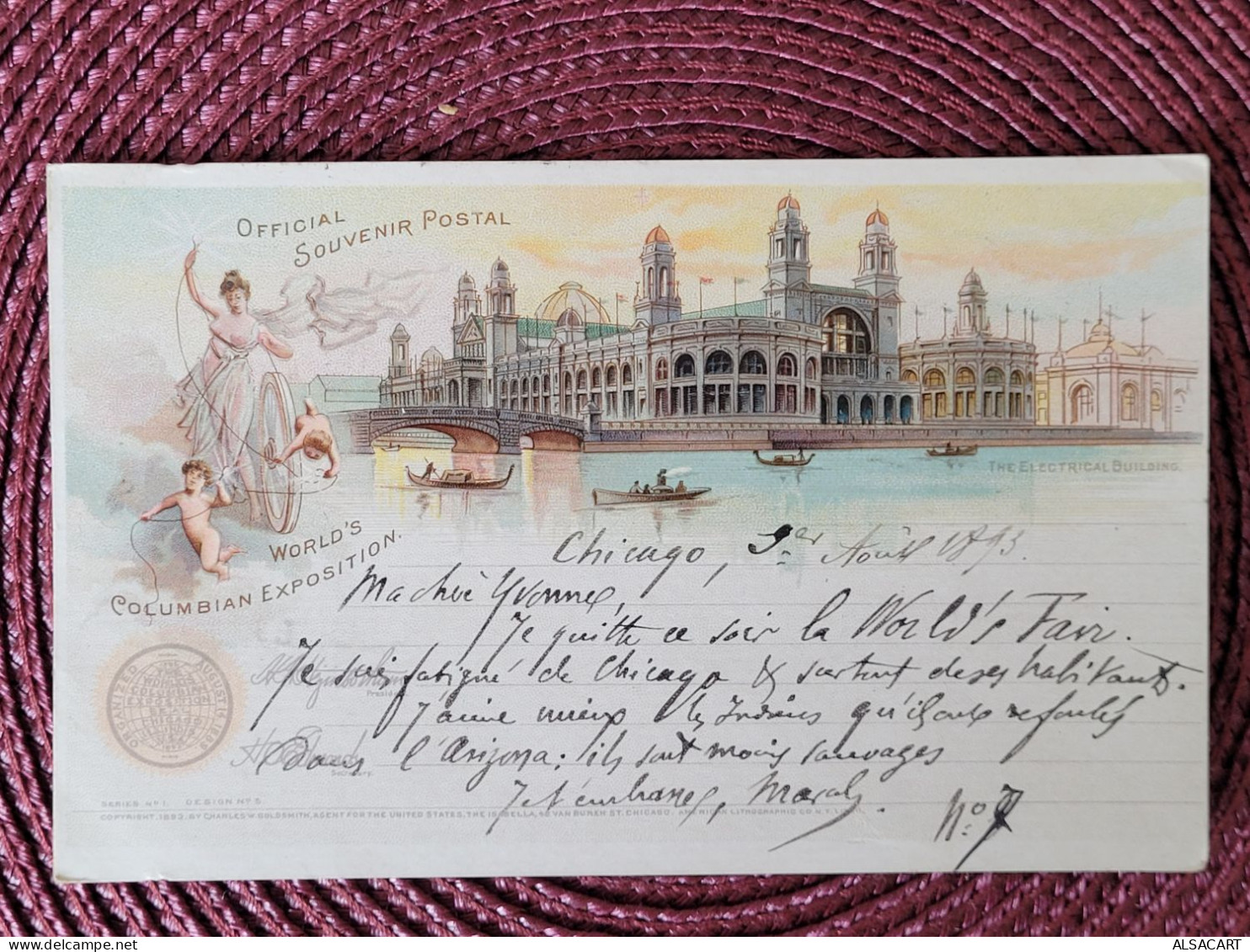 World's Columbian Exposution , Official Souvenir Postal 1893 !!! - Altri & Non Classificati