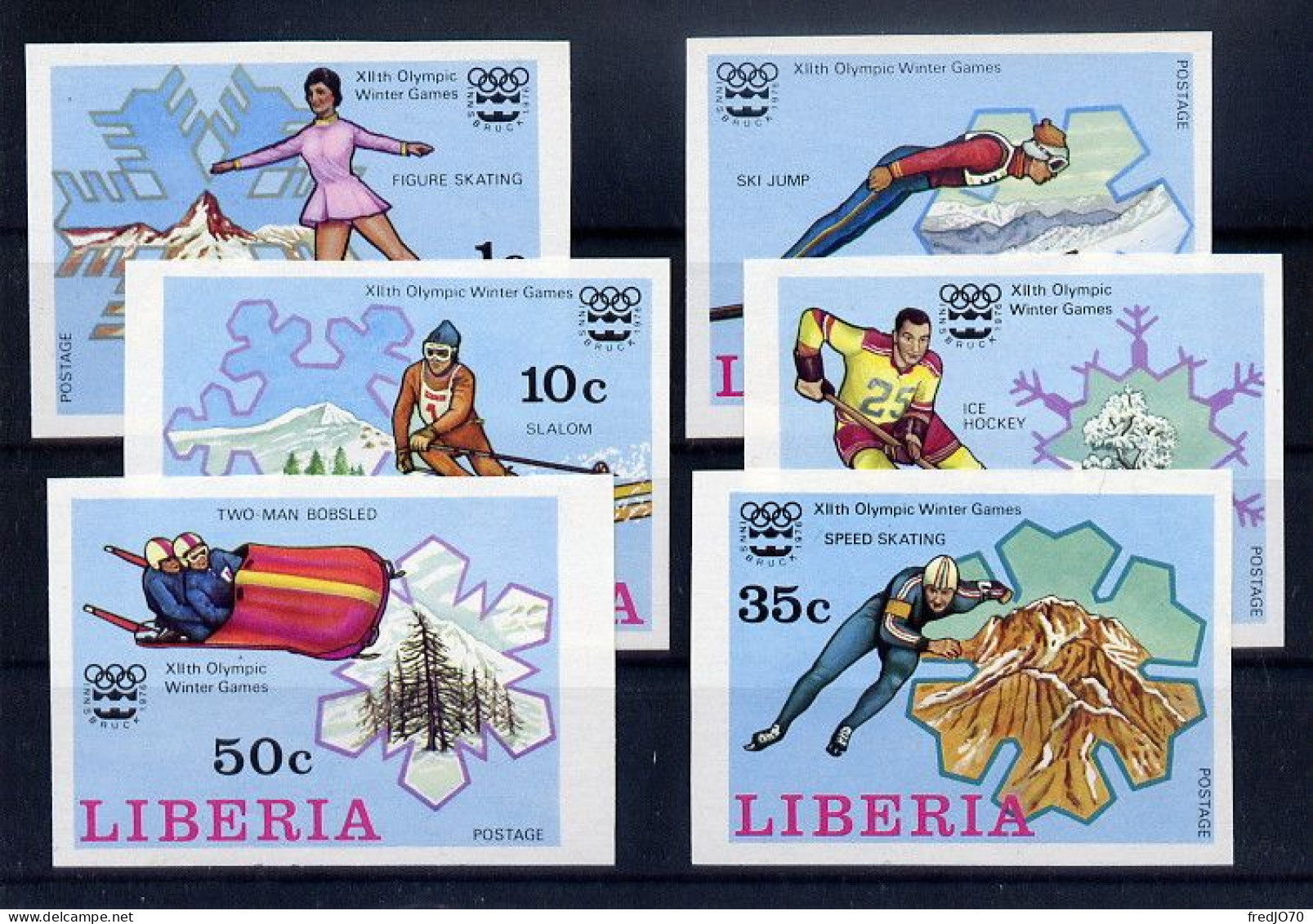 Liberia Série Complète Non Dentelé Imperf JO 76 ** - Inverno1976: Innsbruck