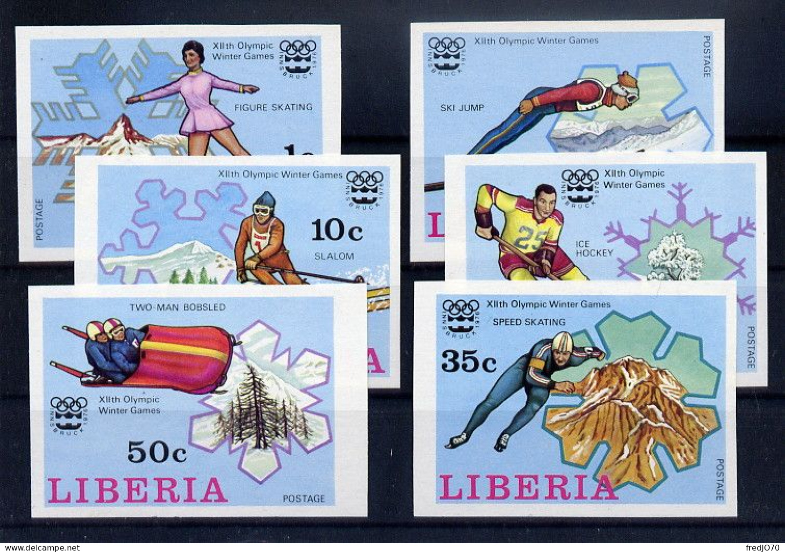 Liberia Série Complète Non Dentelé Imperf JO 76 ** - Winter 1976: Innsbruck