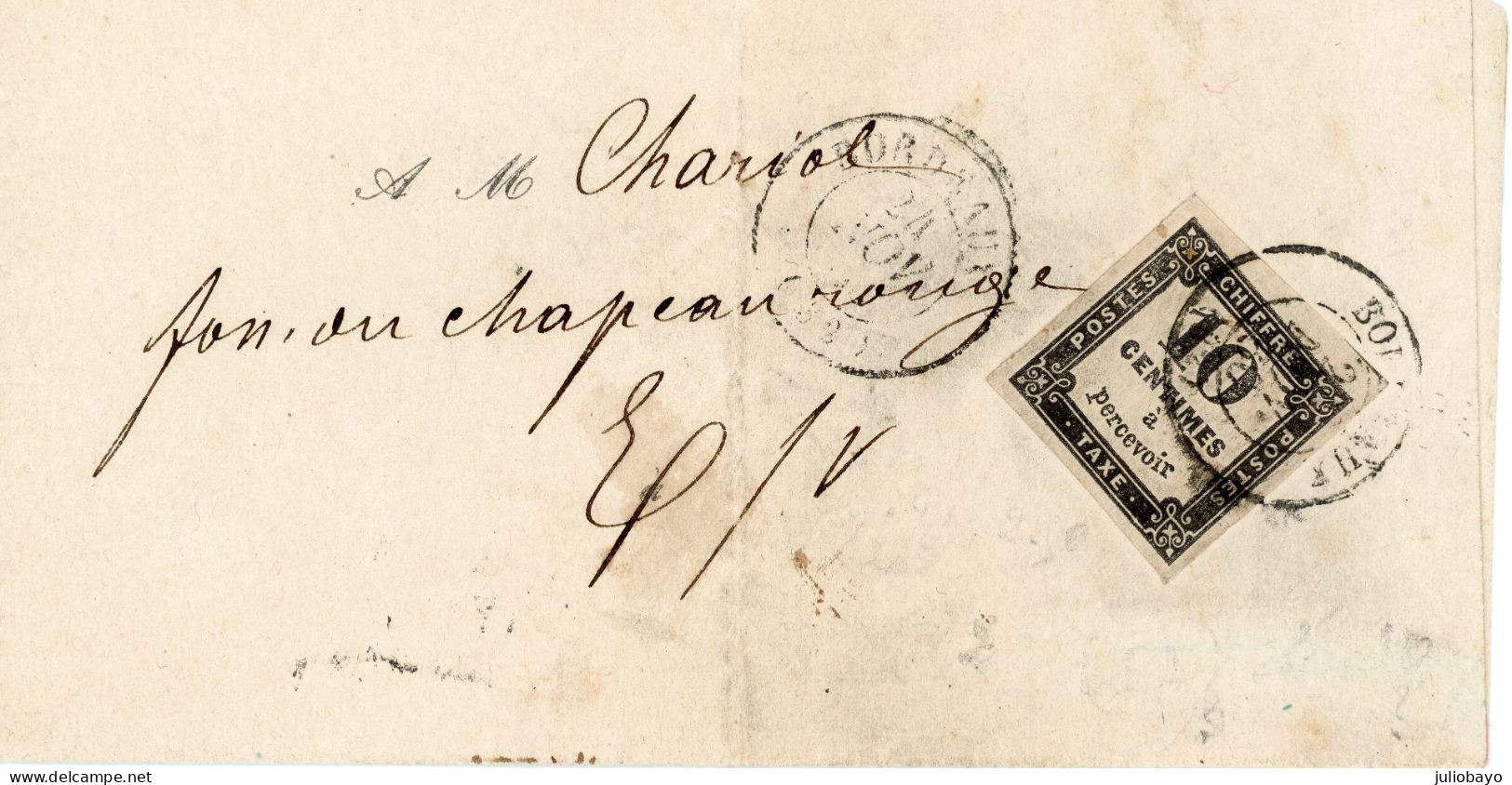 24 Novembre 1860 Taxe N°2A TTB SUP Sur Lac De Bordeaux Vers Bordeaux - 1960-.... Covers & Documents