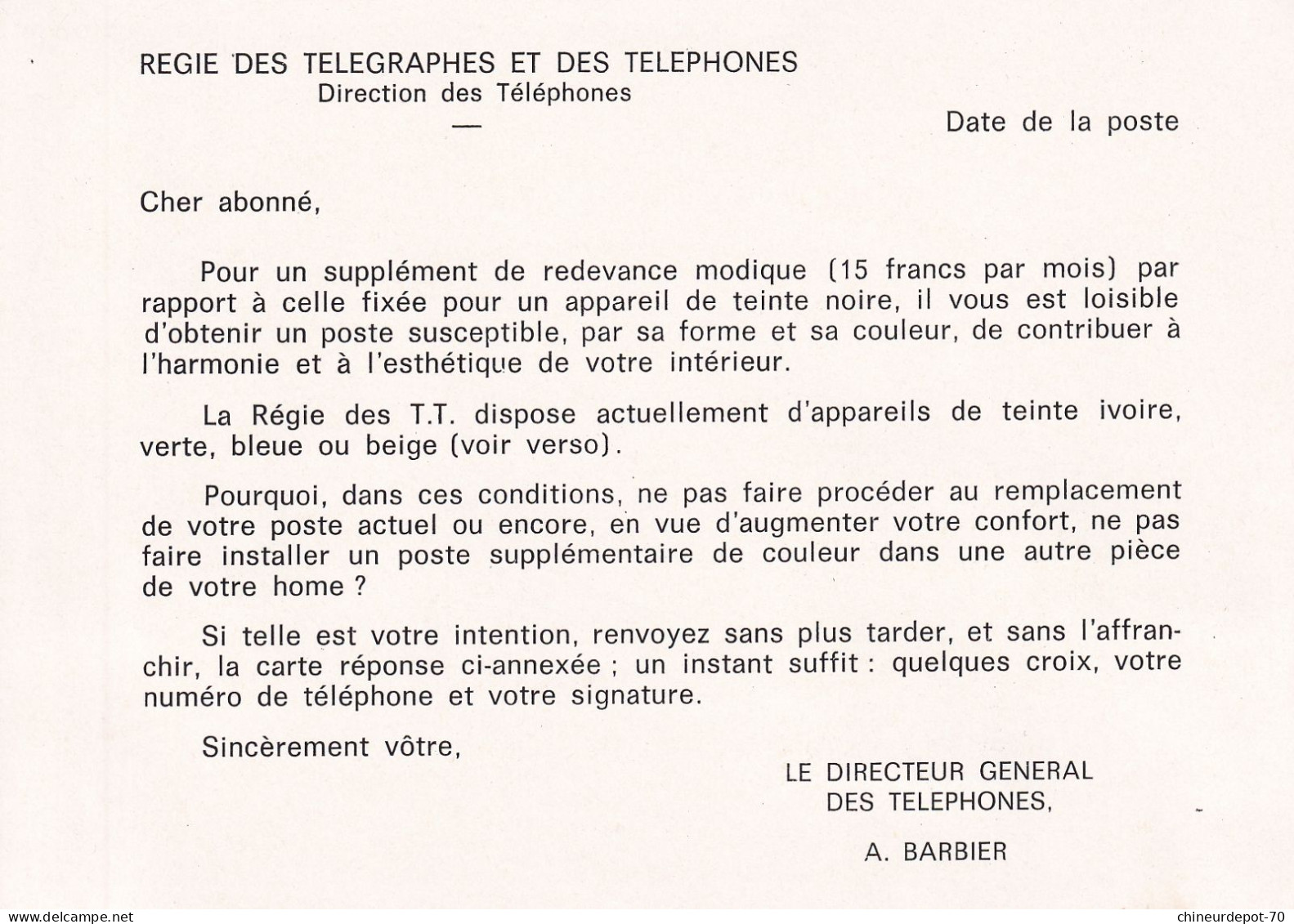 Régie Des Téléphones Et Des Télégraphes - Storia Postale