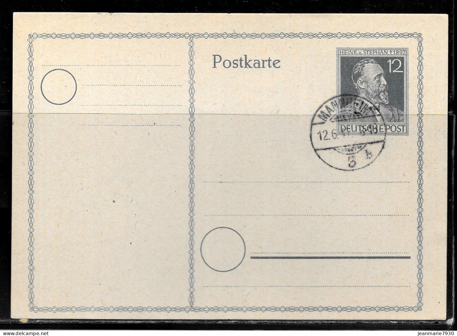 N292 - ALLEMAGNE OCCUPATION - CP DE MANHEIM DU 12/06/1947 - Entiers Postaux