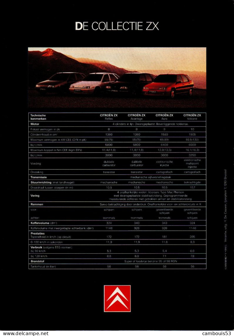 Citroën ZX Catalogue Belge En Flammand. - Automovilismo