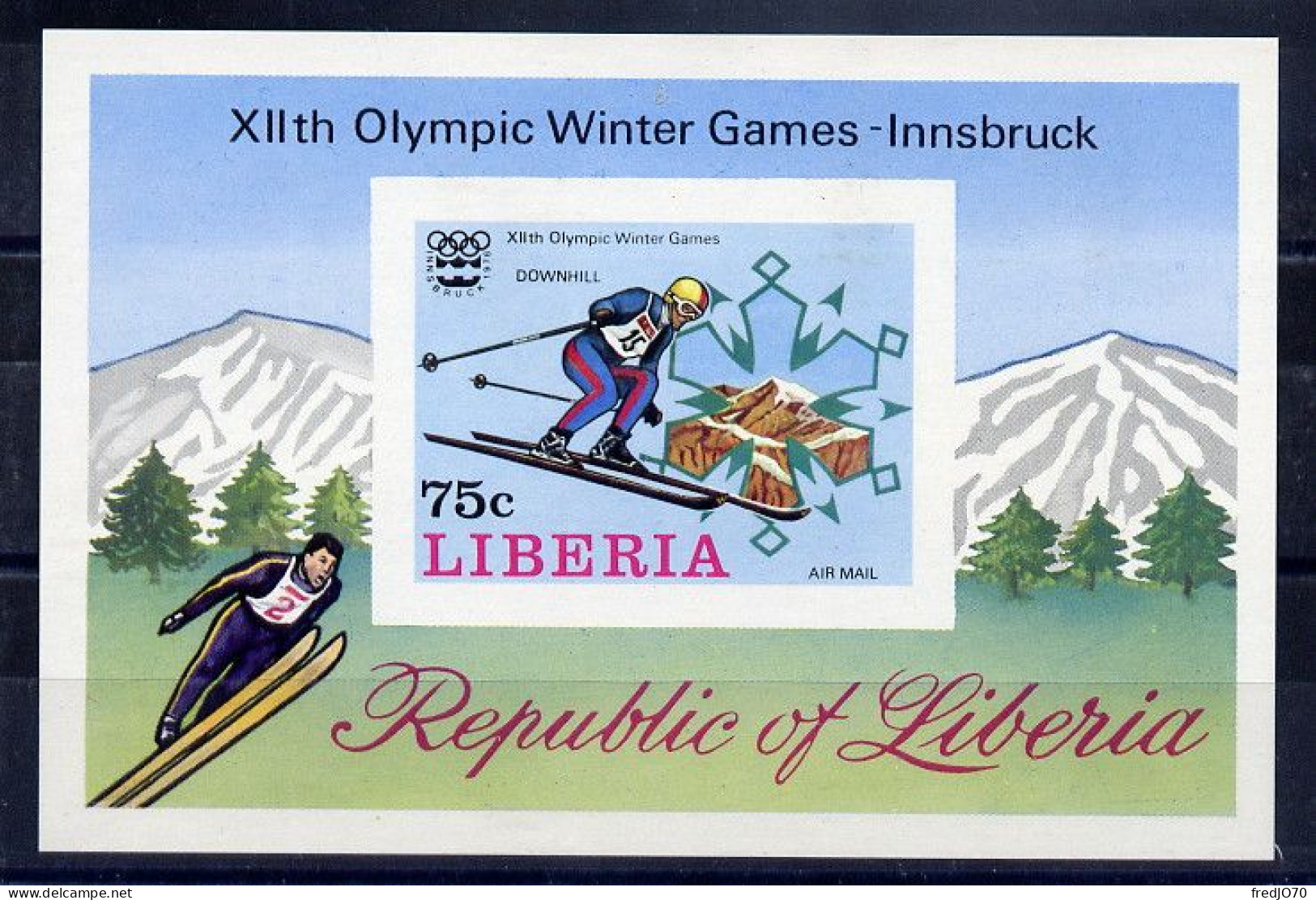 Liberia Bloc Non Dentelé Imperf JO 76 ** - Inverno1976: Innsbruck