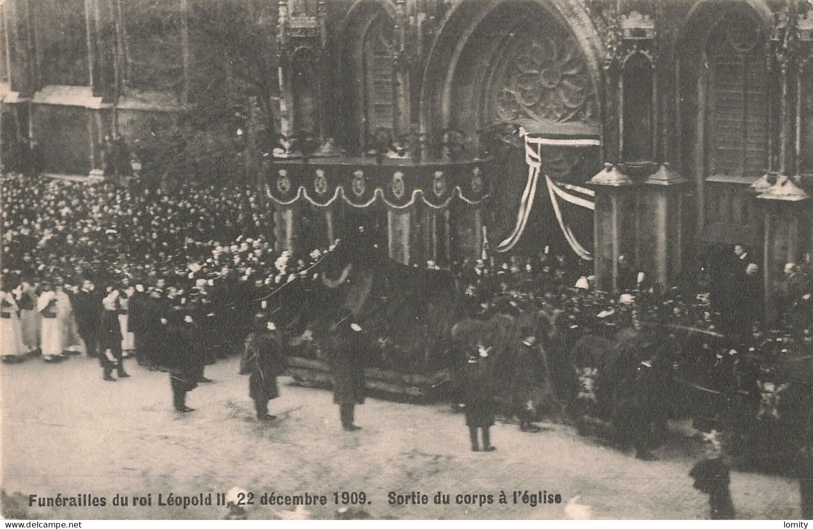 Belgique Bruxelles Funérailles Du Roi Leopold II 22 Décembre 1909 CPA Sortie Du Corps à L' église - Fiestas, Celebraciones