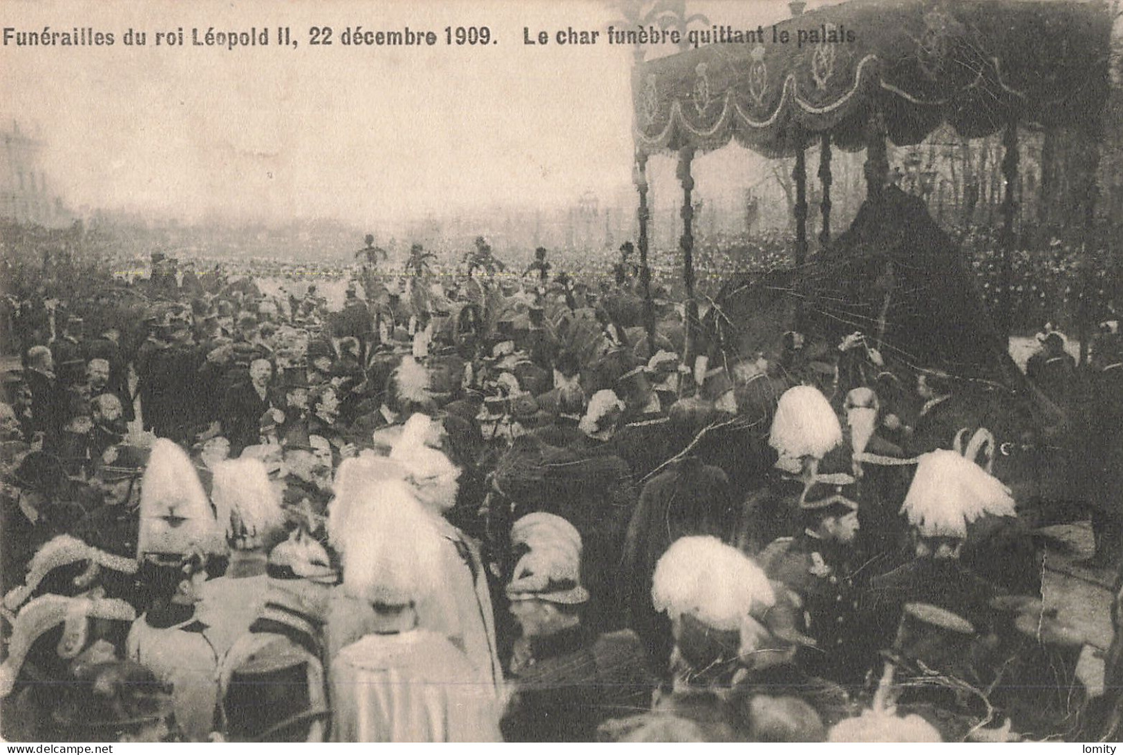 Belgique Bruxelles Funérailles Du Roi Leopold II 22 Décembre 1909 CPA Char Funèbre Quittant Le Palais - Feste, Eventi