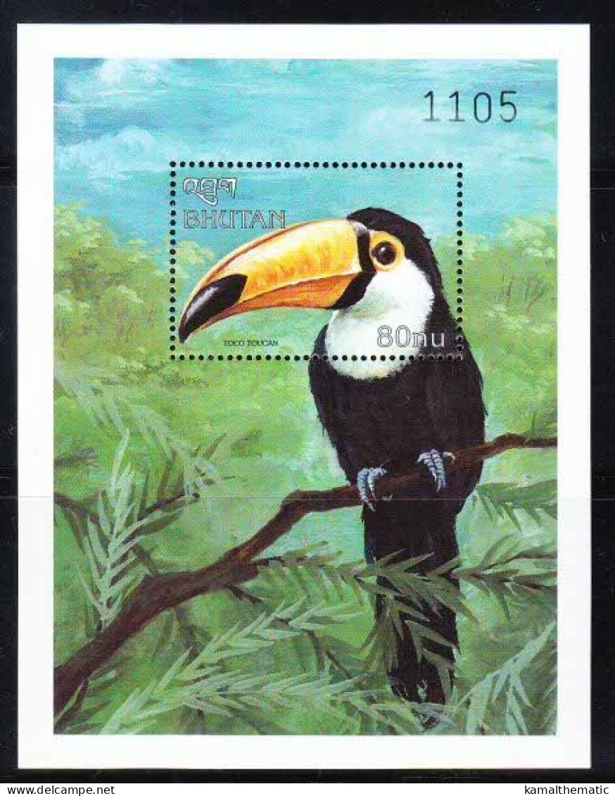 Bhutan 1999 MNH MS, Toco Toucan, Largest Species In Toucan Family, BIRDS - Cuco, Cuclillos