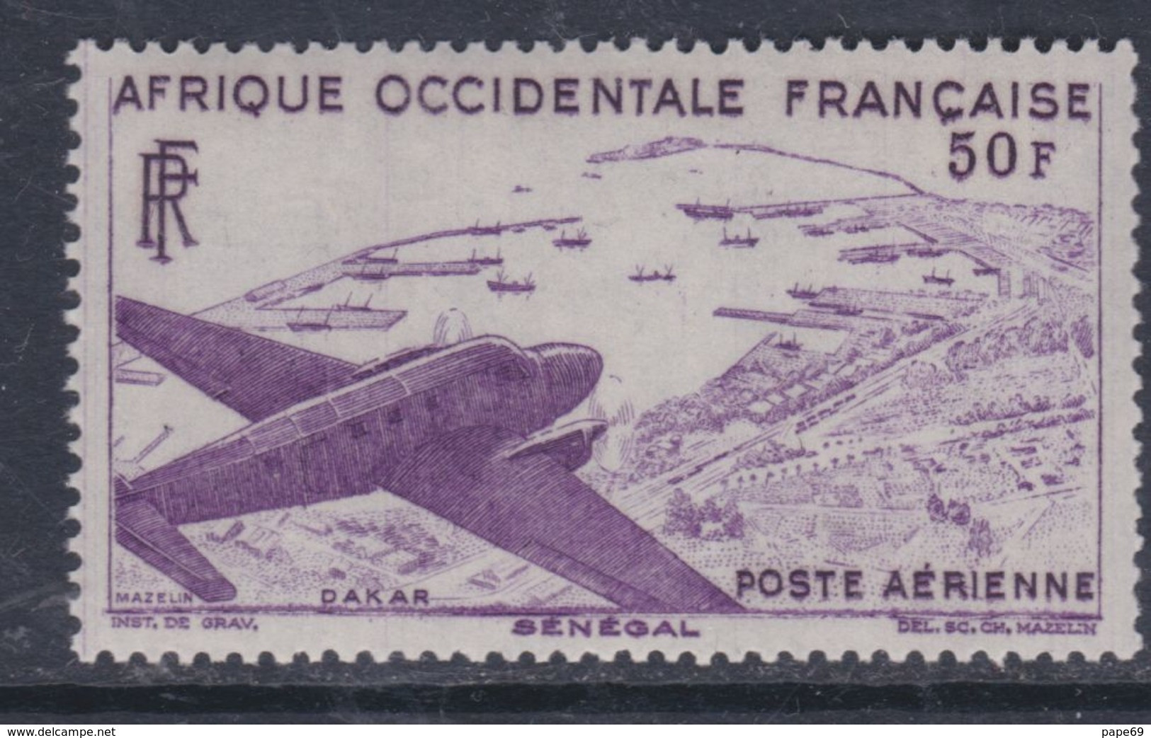 A. O. F.   P. A.  N° 12 XX  Vols Sur L'AOF : Avion Survolant Dakar Sans Charnière TB - Ungebraucht