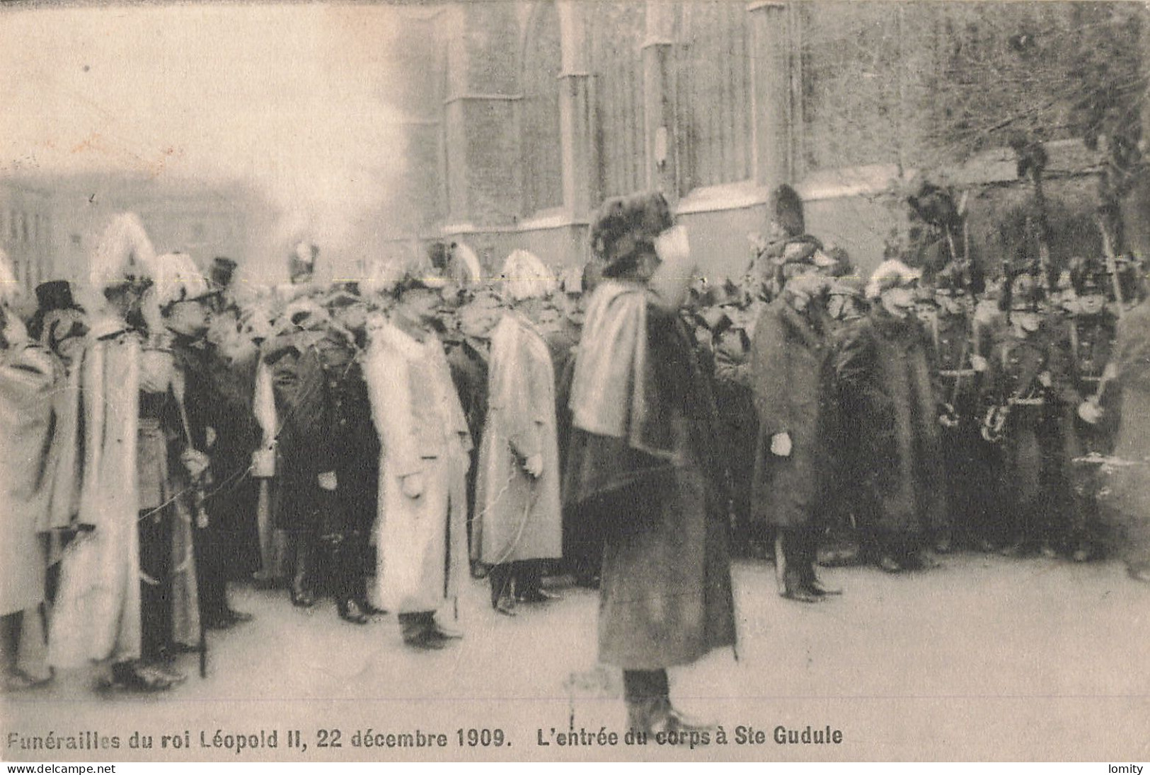 Belgique Bruxelles Funérailles Du Roi Leopold II 22 Décembre 1909 CPA Entrée Du Corps à Sainte Gudule - Feste, Eventi