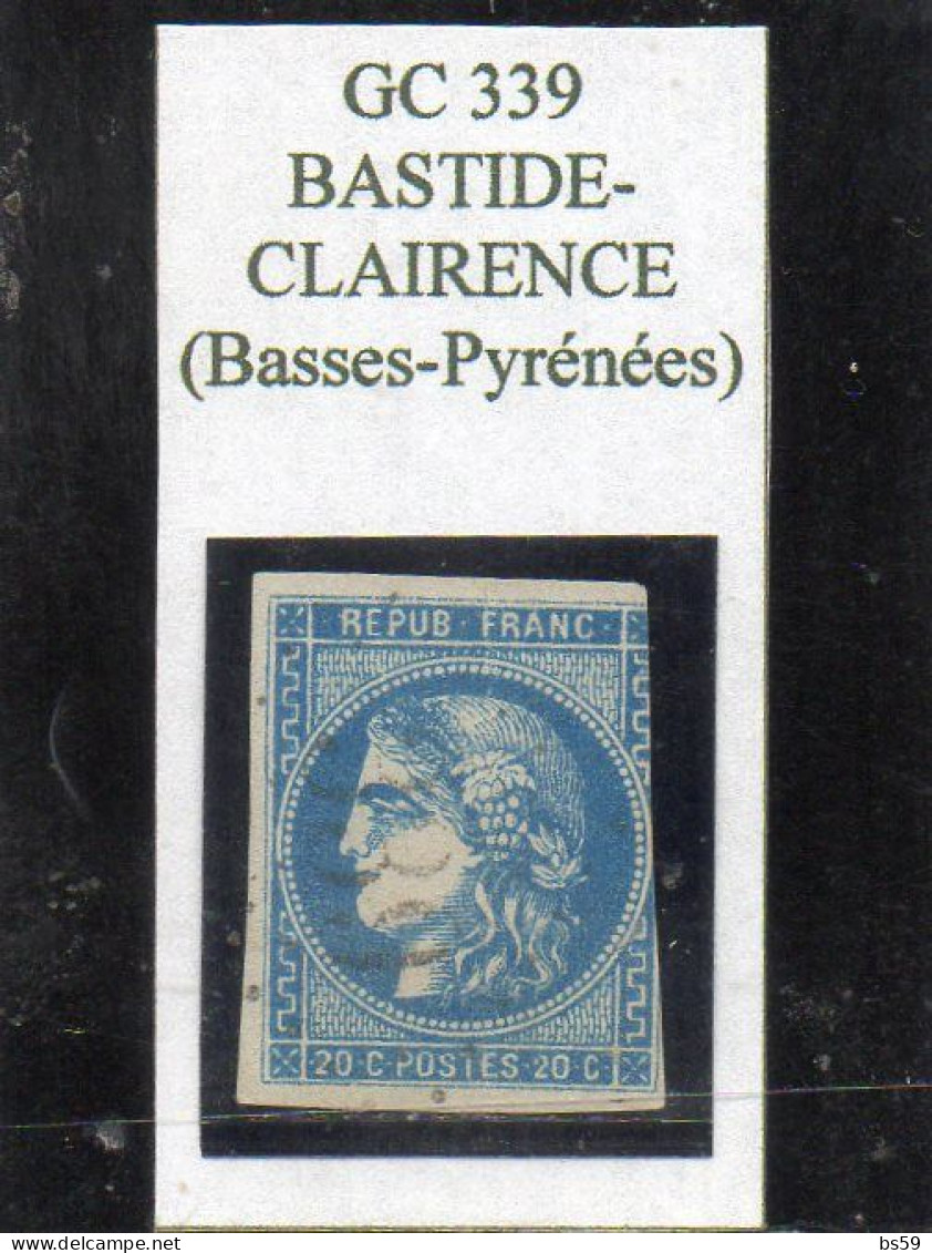 Basses-Pyrénées - N° 46B (déf) Obl GC 339 Bastide-Clairence - 1870 Emission De Bordeaux