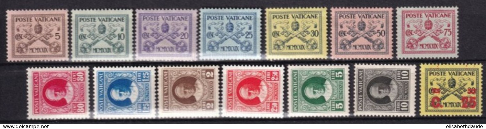 VATICAN - 1929/1931 - ANNEE COMPLETE - YVERT 26/39 * MLH - COTE = 65 EUR. - Nuevos