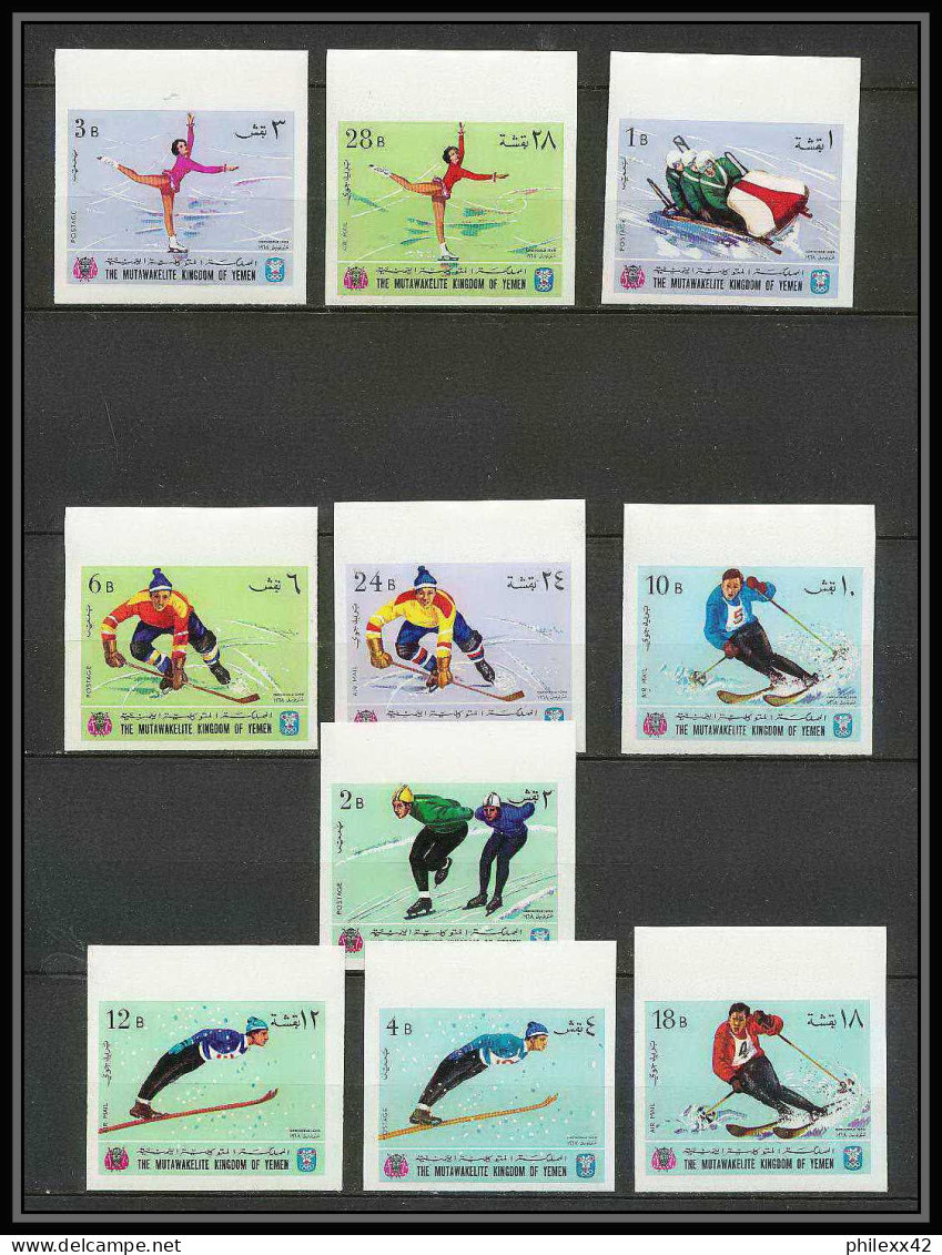 135a - Yemen Royaume MNH ** N° 454 / 463 B Jeux Olympiques (olympic Games) Grenoble 68 Hockey Non Dentelé (Imperf) - Hiver 1968: Grenoble
