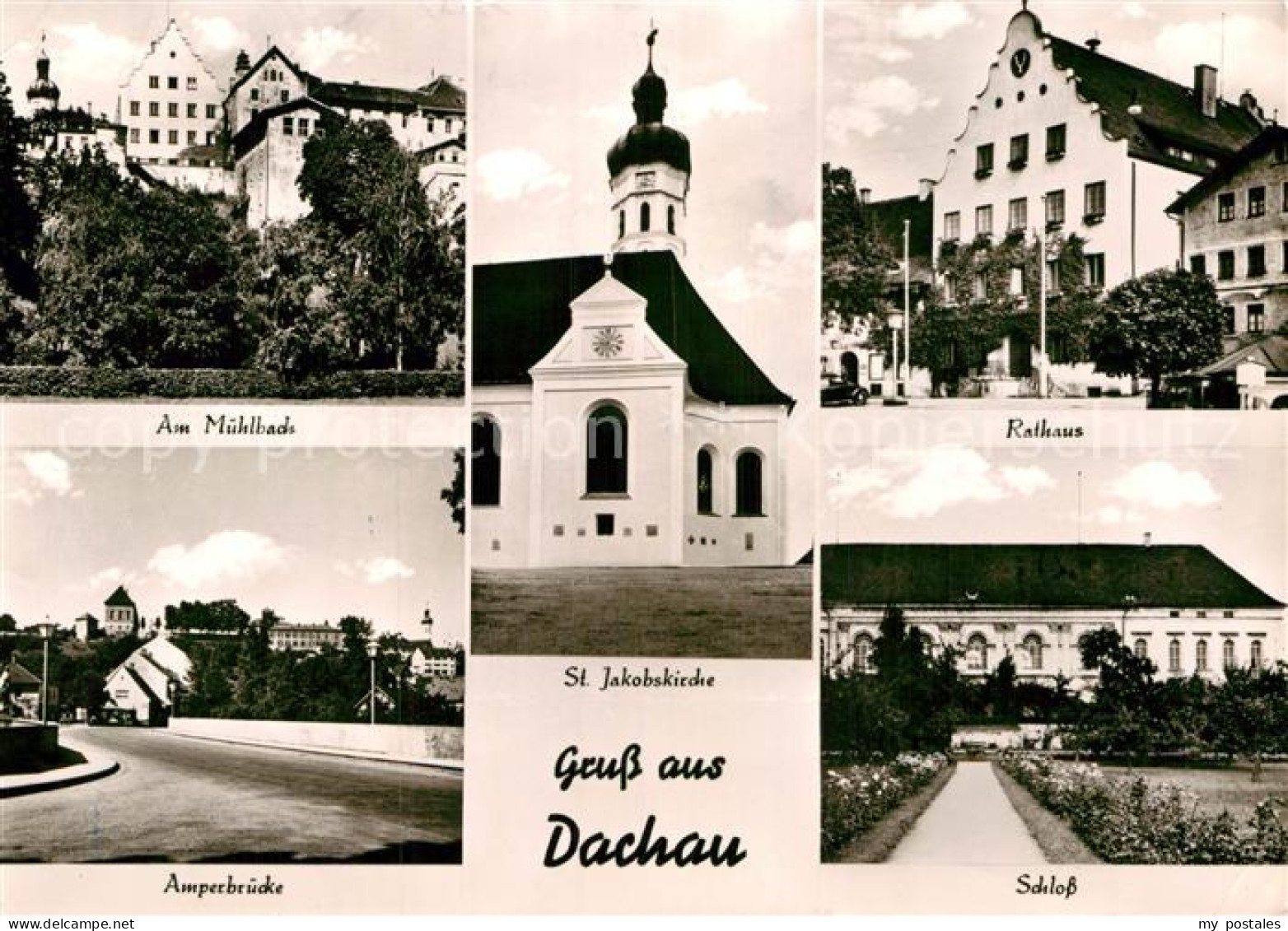 72982761 Dachau Partie Am Muehlbach Amperbruecke St Jakobskirche Rathaus Schloss - Dachau