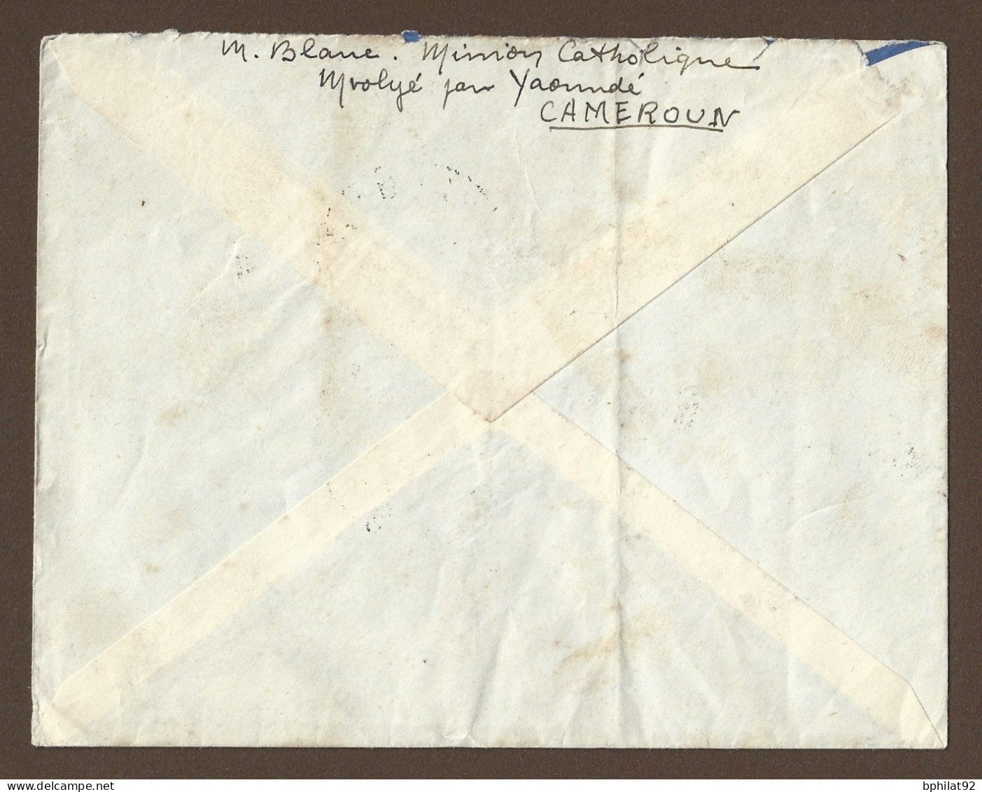 !!! CAMEROUN, LETTRE PAR AVION POUR LA FRANCE AVEC CACHET DE YAOUNDE ET MARQUE DE CONTRÔLE POSTAL, DU 13 NOVEMBRE 1939 - Posta Aerea