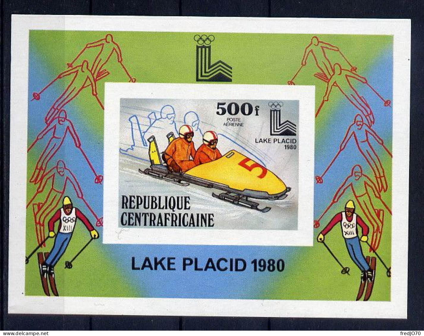 Centrafrique Bloc Non Dentelé Imperf JO 80 ** - Hiver 1980: Lake Placid