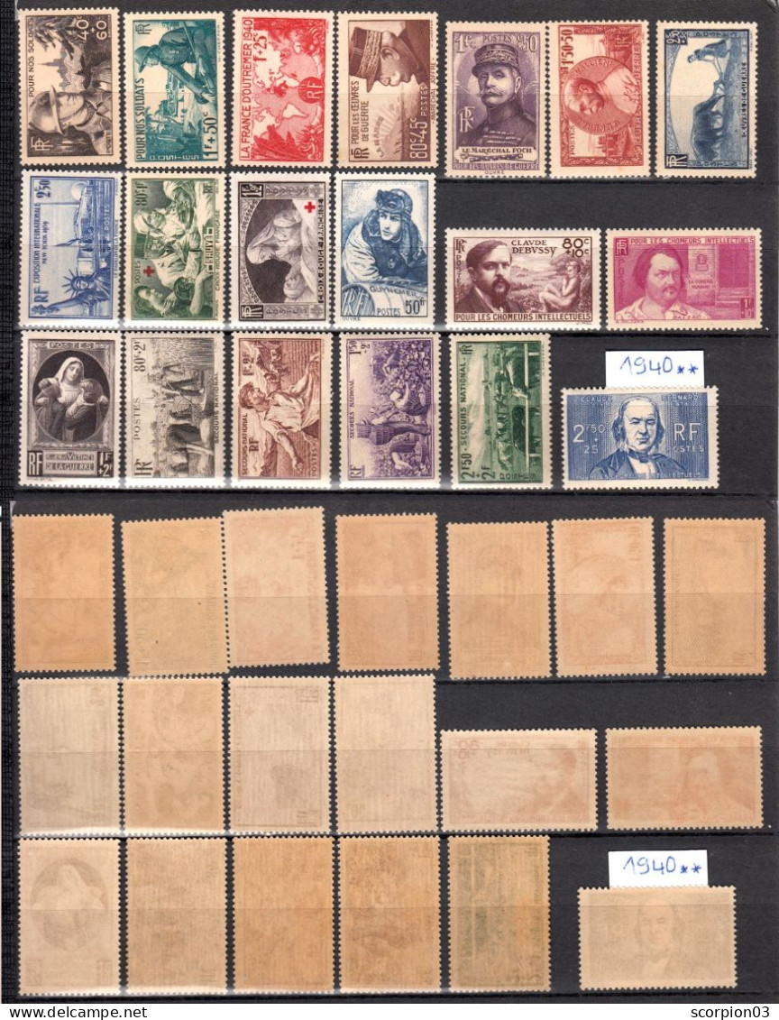 France Année Complete 1940 - 19 Timbres* * TB - 1940-1949