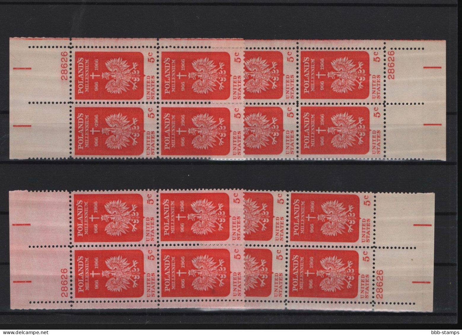 USA Michel Cat.No. Mnh/** 904 Different Positions And Different Plate Nos - Plate Blocks & Sheetlets