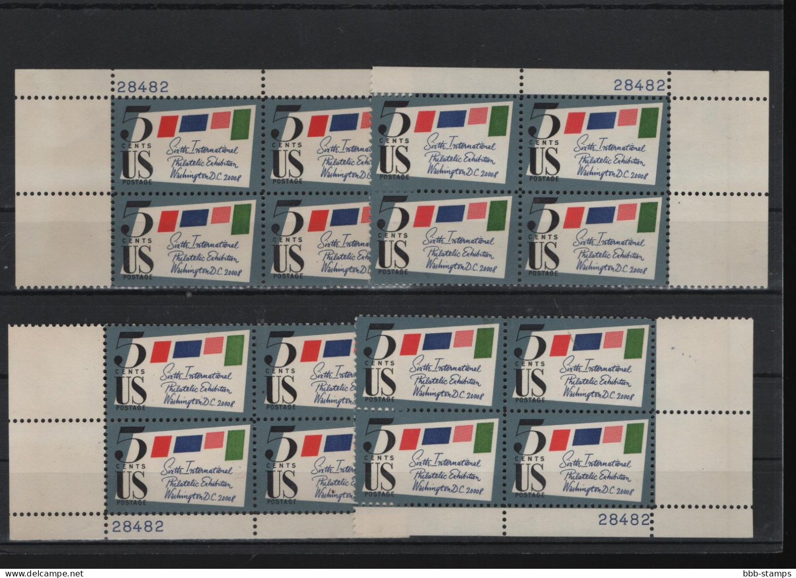 USA Michel Cat.No. Mnh/** 901 Different Positions And Different Plate Nos - Plate Blocks & Sheetlets