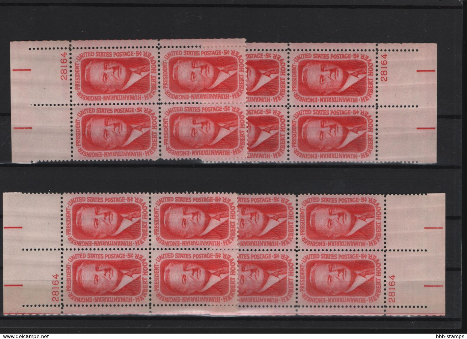 USA Michel Cat.No. Mnh/** 885 Different Positions And Different Plate Nos - Numéros De Planches