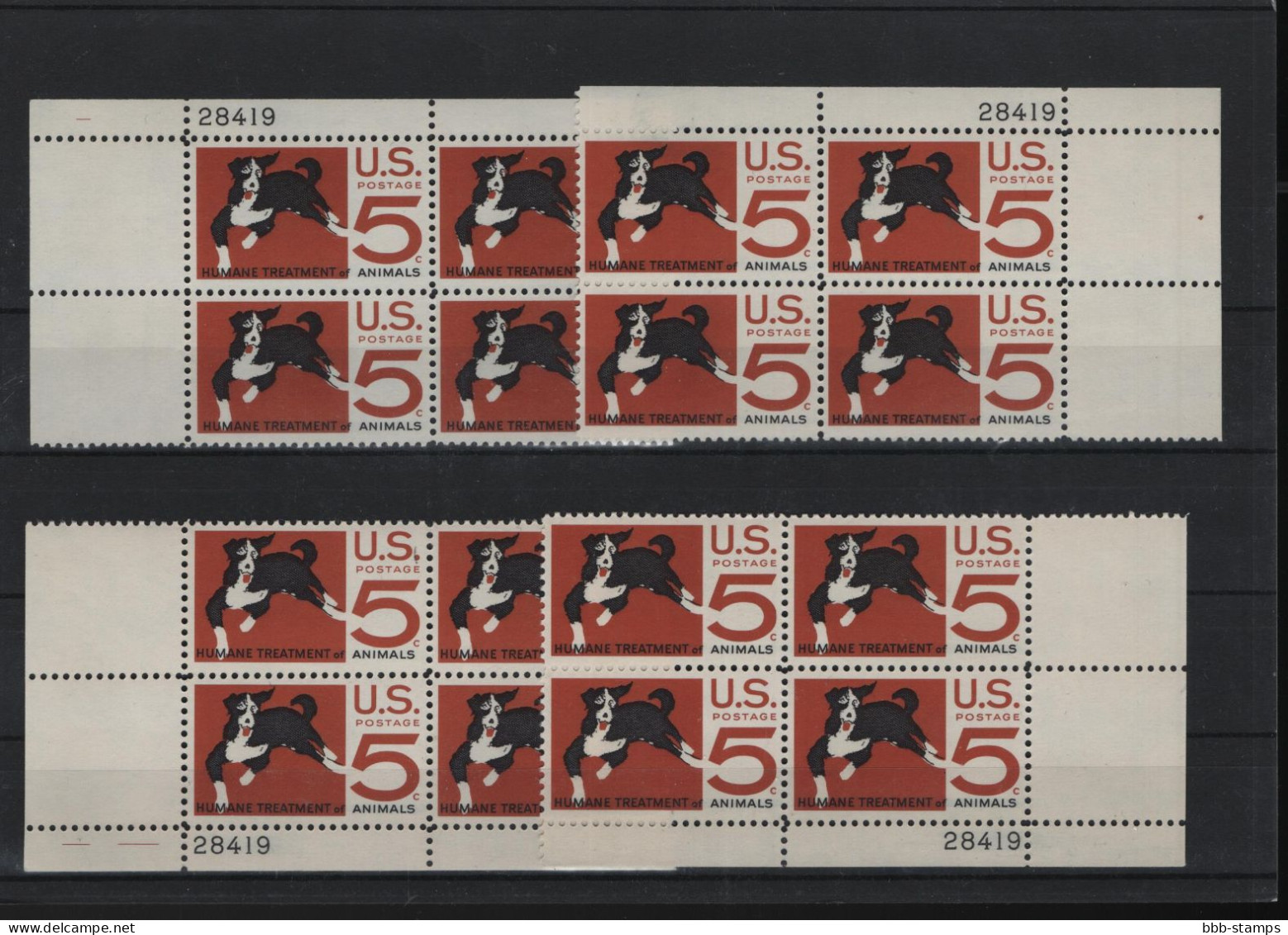 USA Michel Cat.No. Mnh/** 898 Different Positions And Different Plate Nos - Plate Blocks & Sheetlets