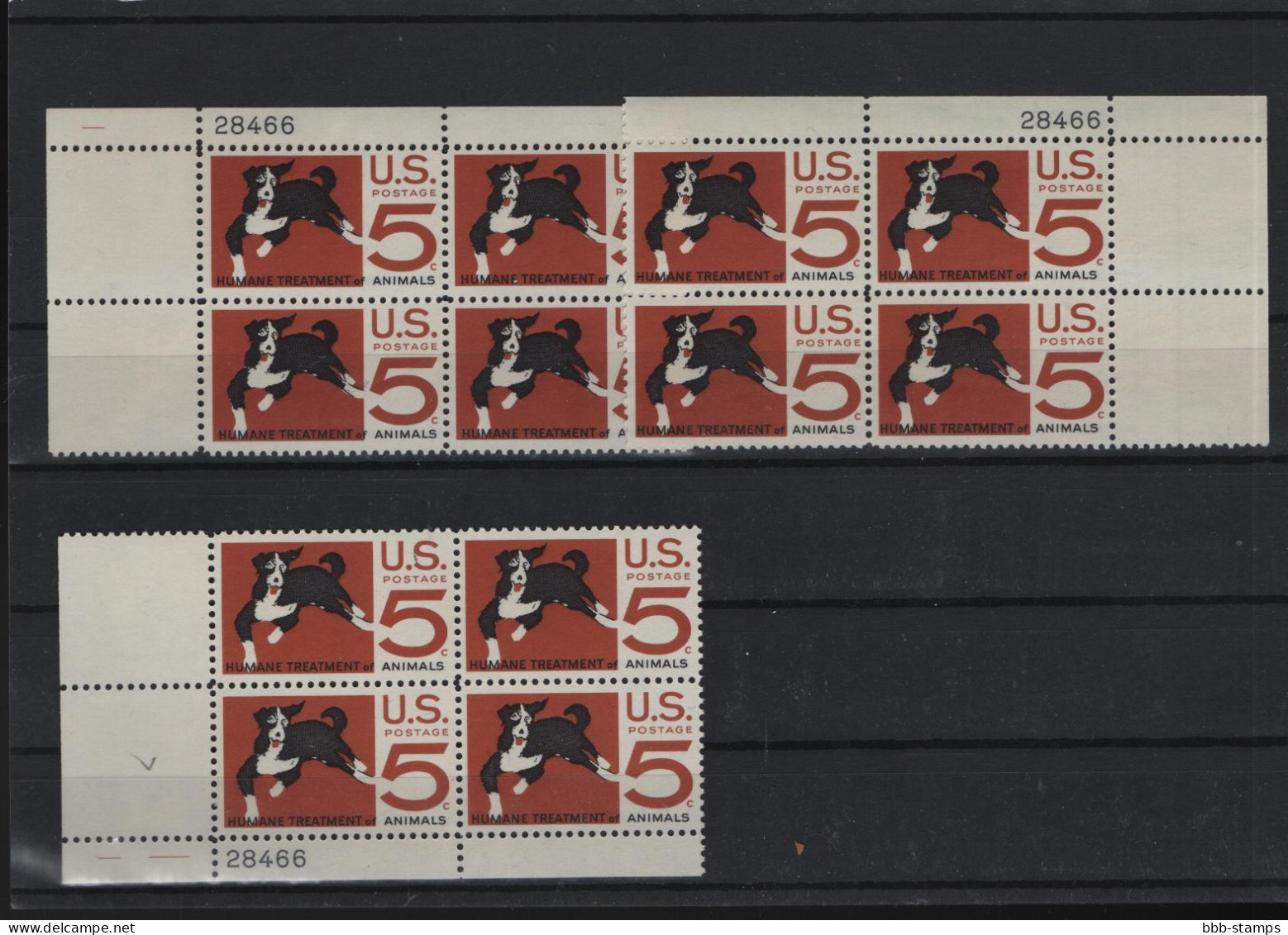 USA Michel Cat.No. Mnh/** 898 Different Positions And Different Plate Nos - Plate Blocks & Sheetlets