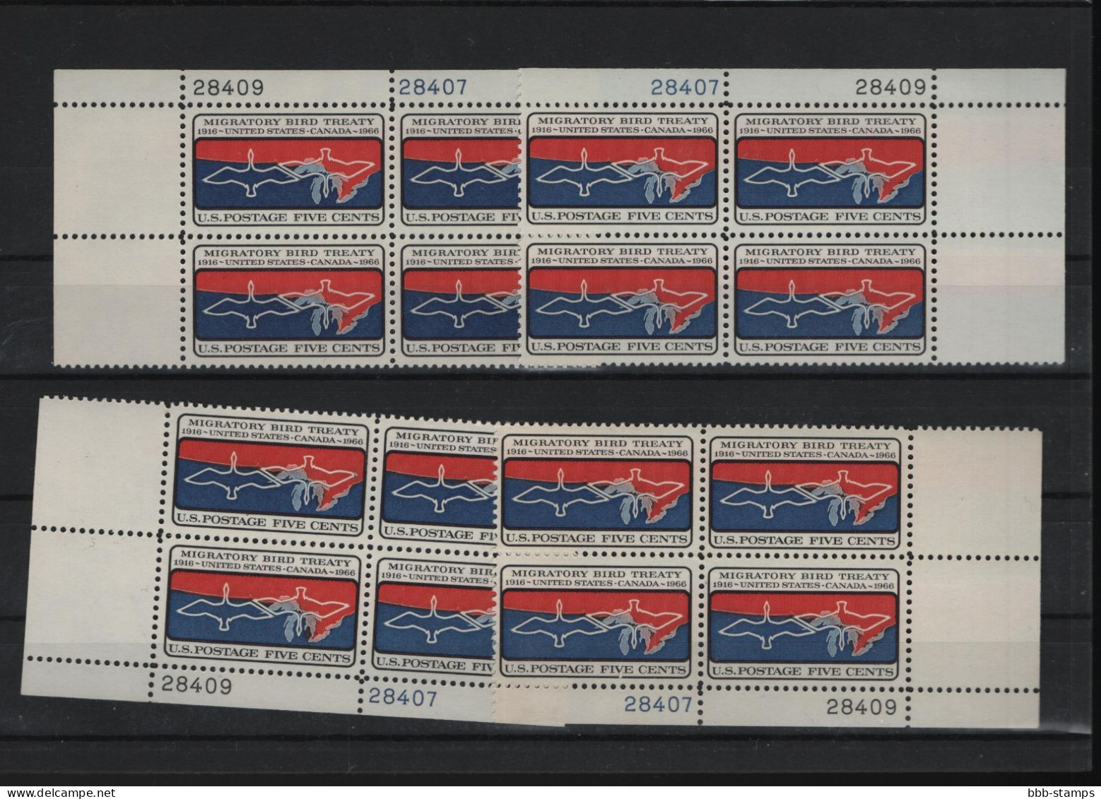 USA Michel Cat.No. Mnh/** 897 Different Positions And Different Plate Nos - Plate Blocks & Sheetlets