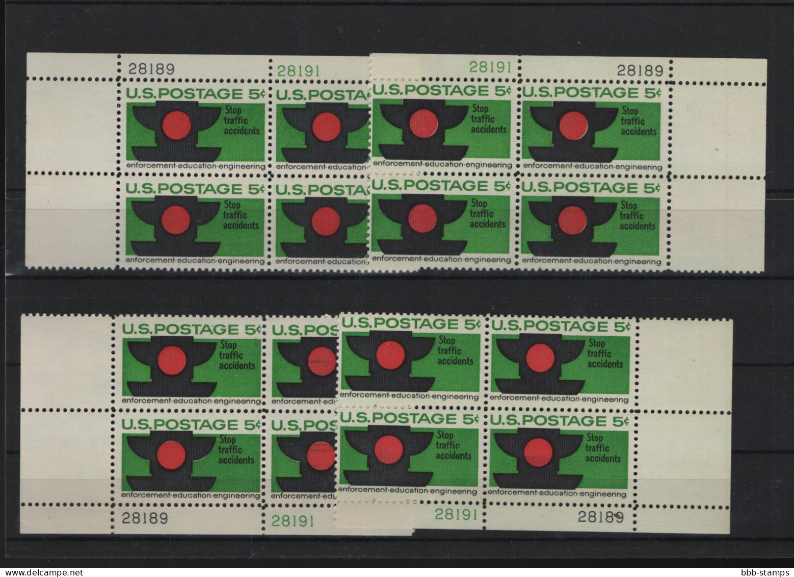 USA Michel Cat.No. Mnh/** 888 Different Positions And Different Plate Nos - Plate Blocks & Sheetlets