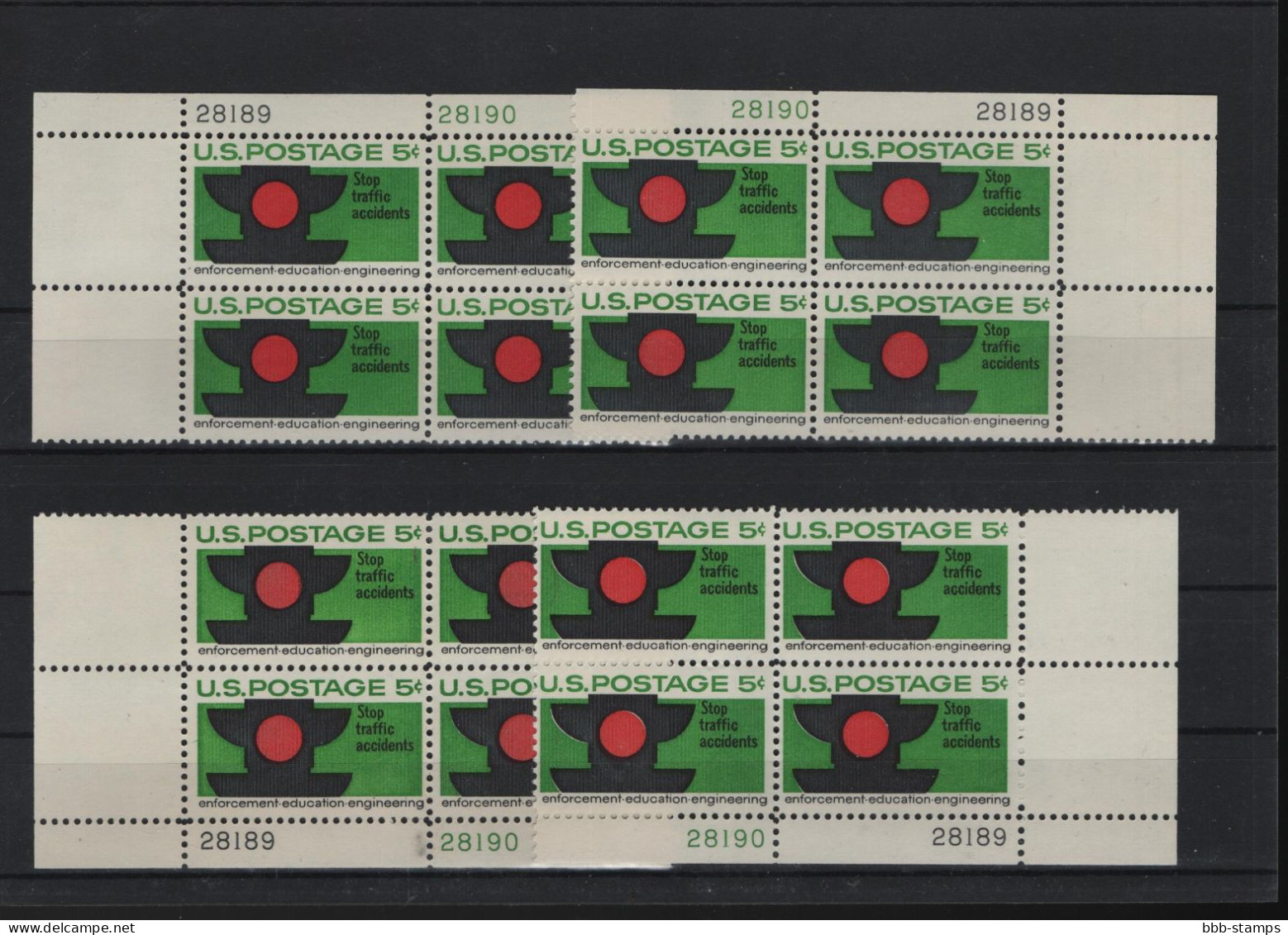 USA Michel Cat.No. Mnh/** 888 Different Positions And Different Plate Nos - Plattennummern