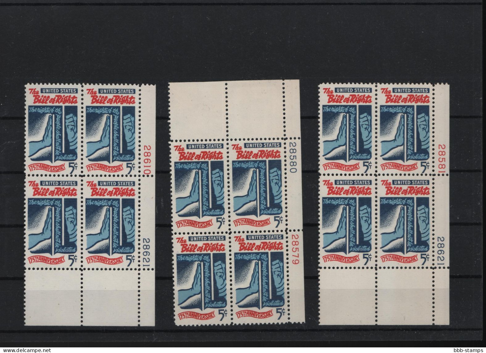 USA Michel Cat.No. Mnh/** 903 Different Positions And Different Plate Nos - Números De Placas