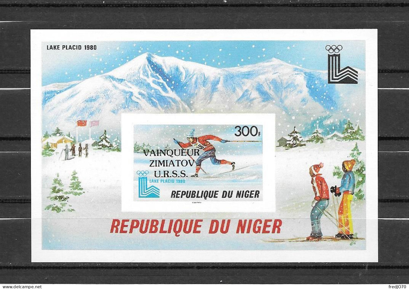 Niger Bloc Surch. Ovpt Non Dentelé Imperf JO 80 ** - Invierno 1980: Lake Placid